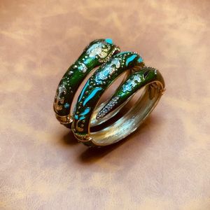 H&M Anna Dello Russo green & gold snake bracelet